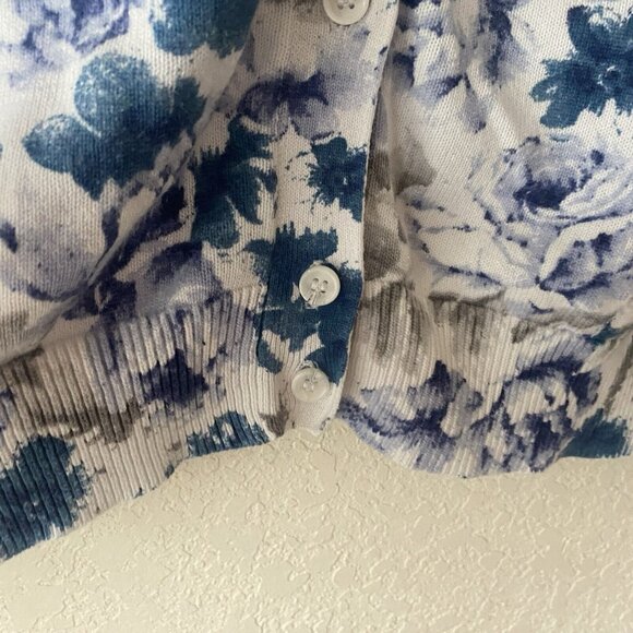 Woman Within Cardigan Sweater 4X Floral Cotton Button Up Short Sleeve Plus Size - Picture 5 of 12